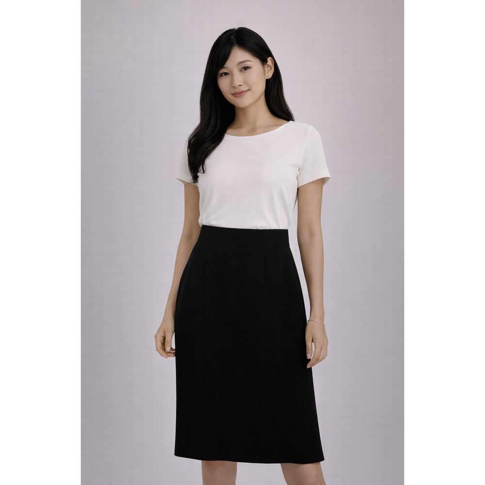 Theory Black Wool Blend Pencil Skirt Size 4 Made in USA Stretch Career Work